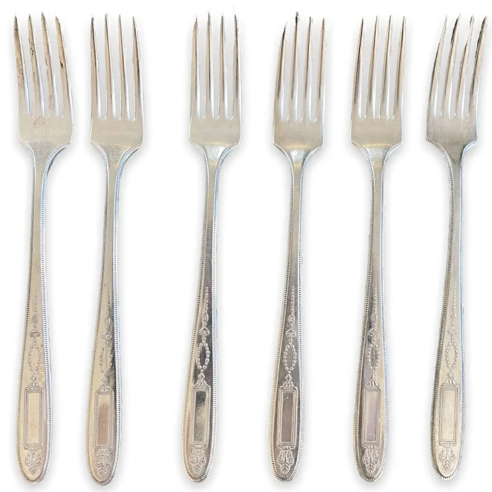 Antique 1921 Oneida Community Plate Grosvenor Grille Forks Set of 6 No Monogram